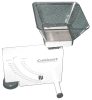 White Cuisinart scale with a rectangular hopper. It has a mechanical dial for measuring weight.