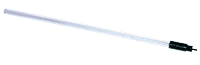 A plastic bottle filler with a black tip, used in home brewing.